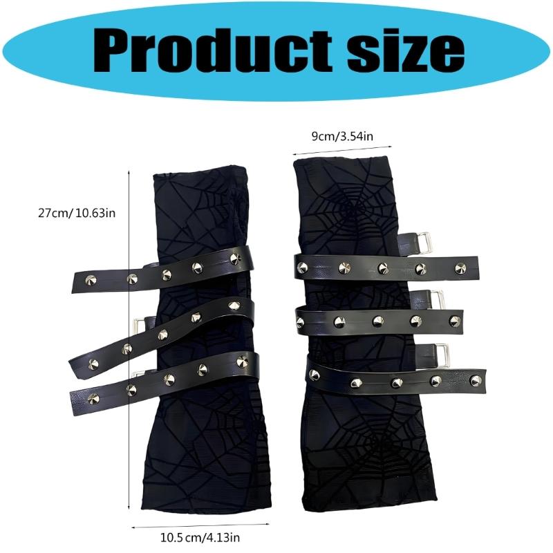 Adjustable Rock Style Lace Arm Protector With Embellished Design For Wrist Support And Stylish Defense