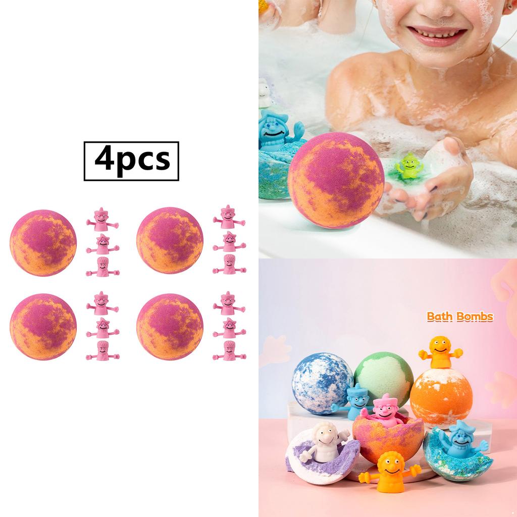 Handmade Bath Bombs with Surprise Thumb Toys Inside for Kids Gentle Nourishing Plant Oil Extract Bath Ball Gift Set