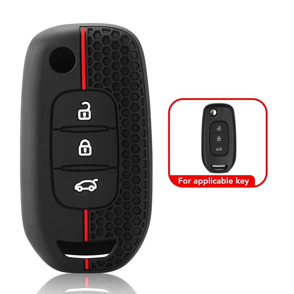Silicone Car Flip Key Case Cover for Renault Kwid 2026 Kadjar Captur Megane Sandero Stepway Logan Clio 5 2026 Arkana 2020 2026