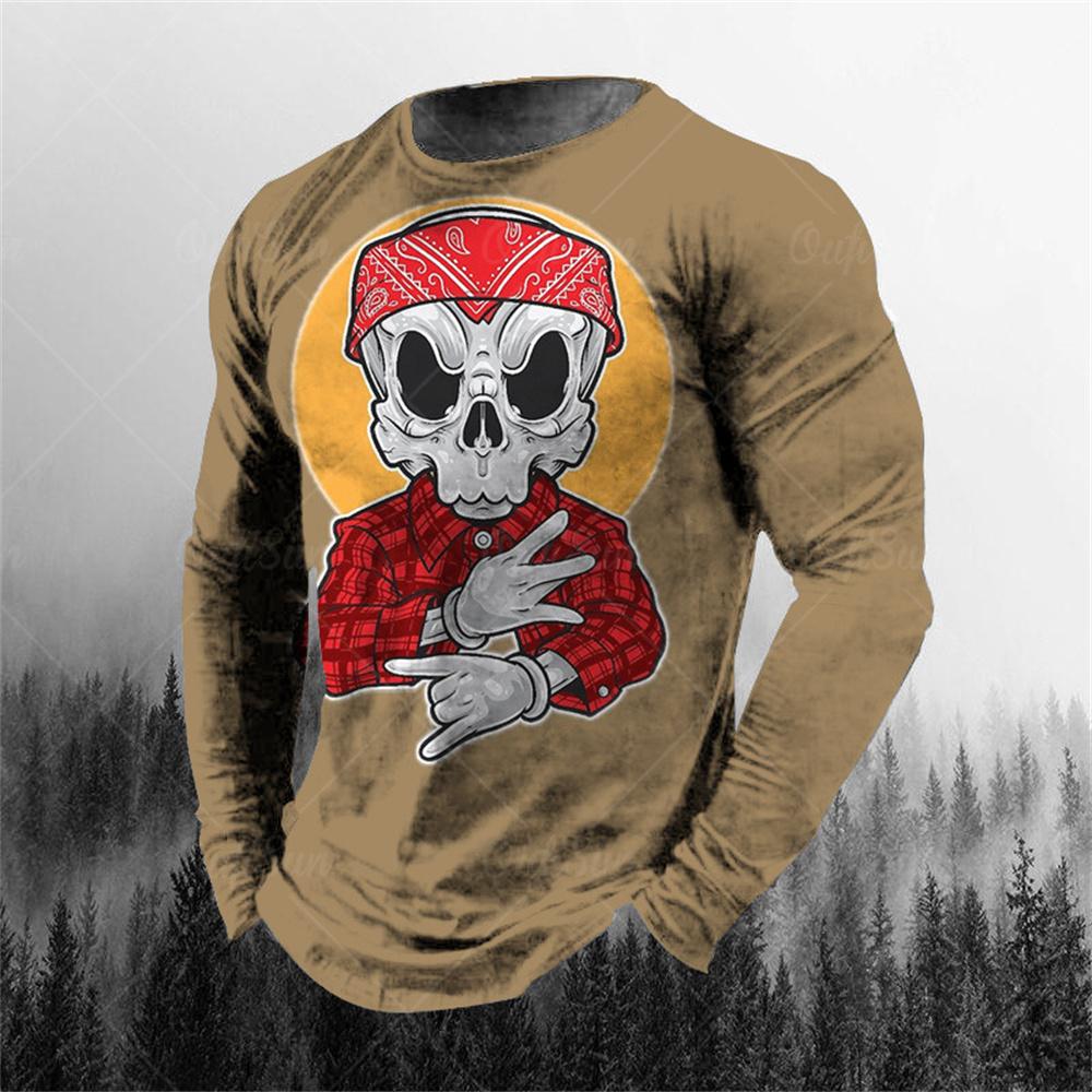 Retro Eagle Pattern 3d Print Summer Men's Round Neck T-shirt Casual Long Sleeve T-Shirt Oversized Pullover Fashion Men Clothing