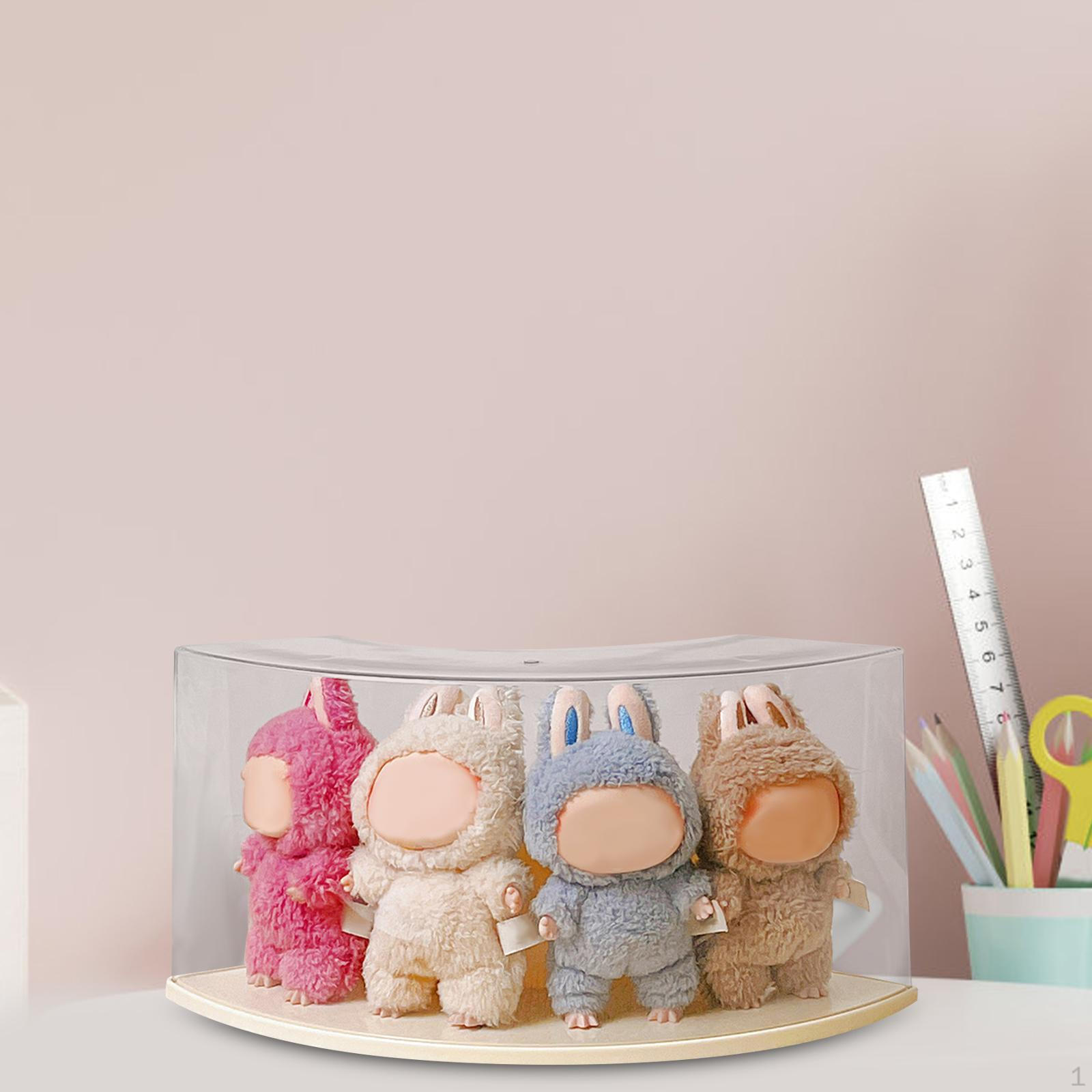 

Dolls Clear Case Doll Display Stand Storage Organizer All Round Showcase Wall Corner for Figures бежевий