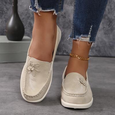 Women Casual Shoes Off White Flower Slip On Loafers Sneakers Woman Soft Low Heels Sports Tennis Casual Sneaker Female Footwear