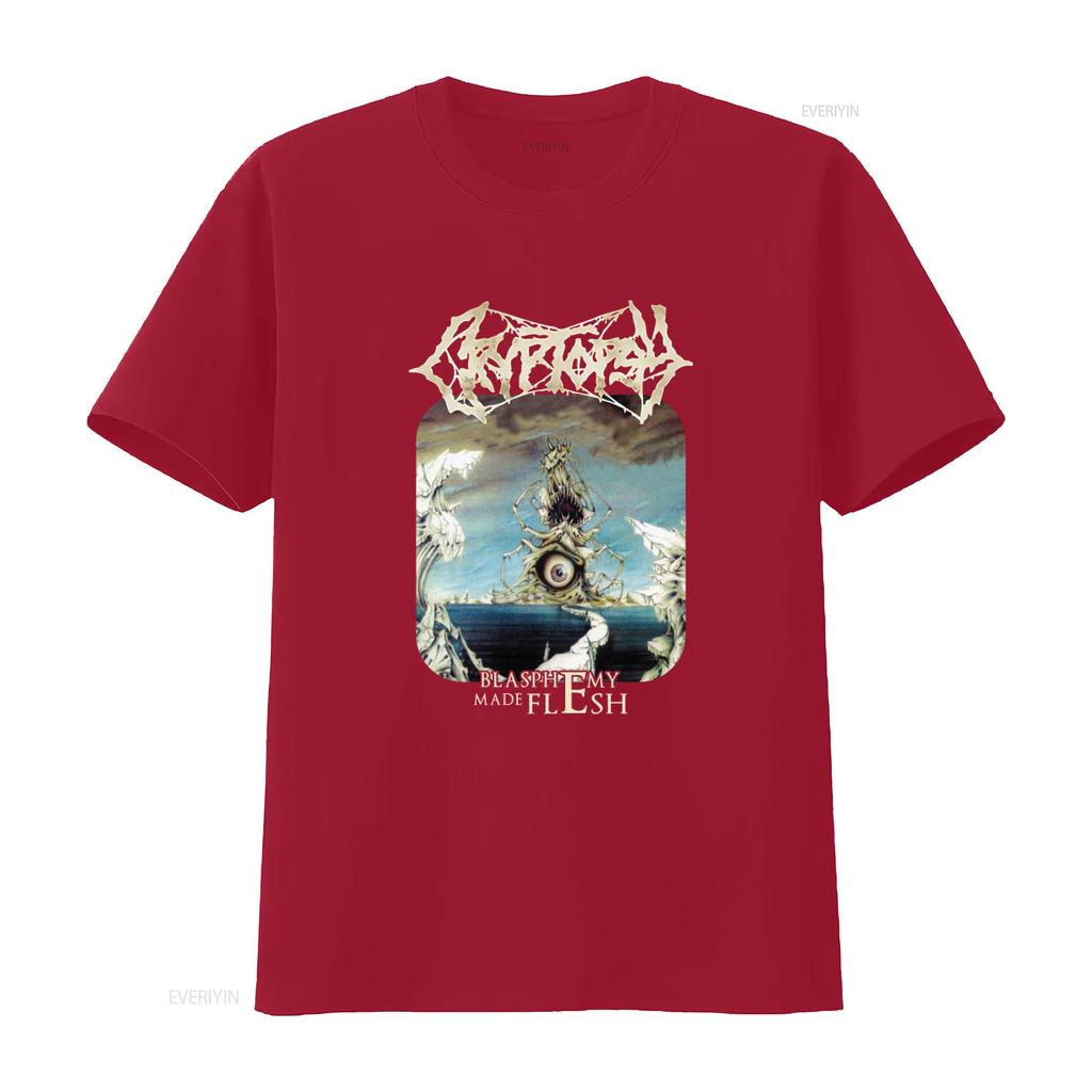 CRYPTOPSY Blasphemy Made Flesh T Shirt Heavy Metal Band Art Print vintage Washed Stylish Breathable Comfortable Soft Slightly