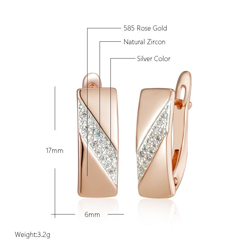 Fashion Square Wide Earrings For Women  Rose Gold  Color Mix Natural Zircon English Earrings Ethnic Bride Jewelry