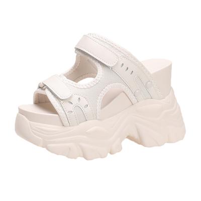 Fashion Elegant High Heel Slippers Lightweight Outdoor Soft Bottom Slope Heel Women Summer 10cm Heightening Sandals Simple Pure Color