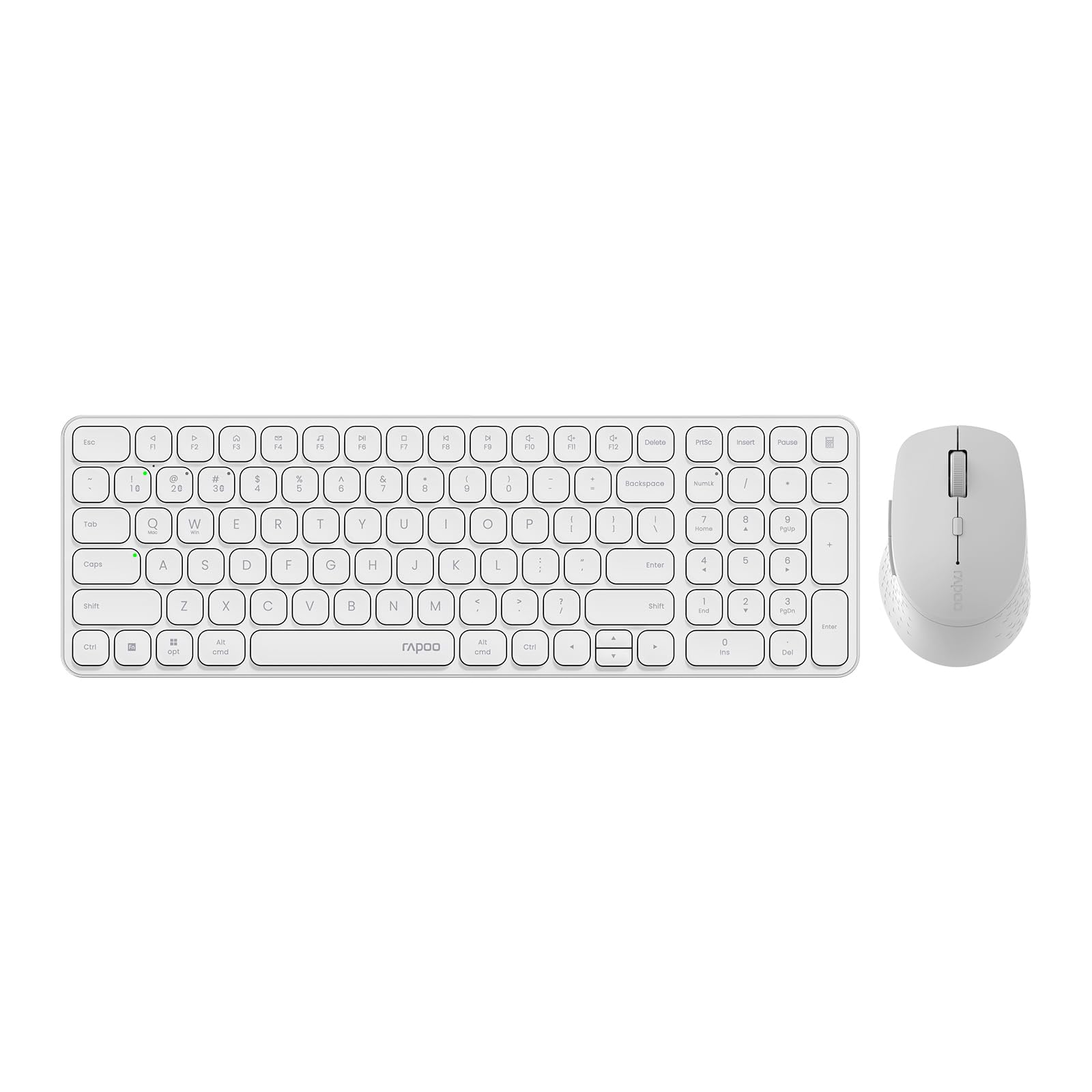 

RAPOO 9360M Wireless Keyboard and Mouse Blade Series E9310M Keyboard and M300G Silent Supports Four Devices Quiet Compact Power Compatible with and білий