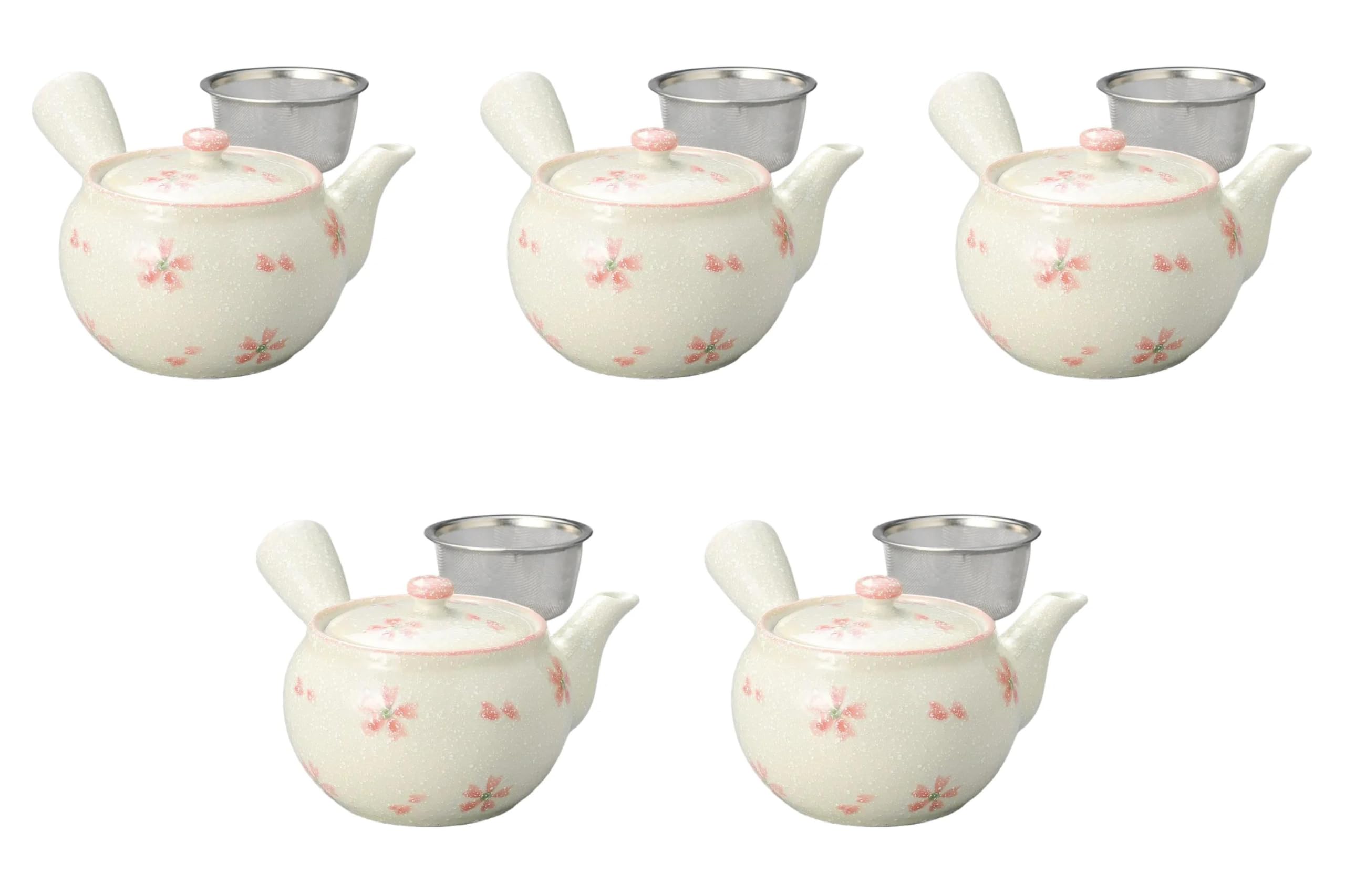 

Set of 5 Sakura Awayuki Teapots x 11 x 8 Made in China by Setomonohonpo [17 cm, 350cc]