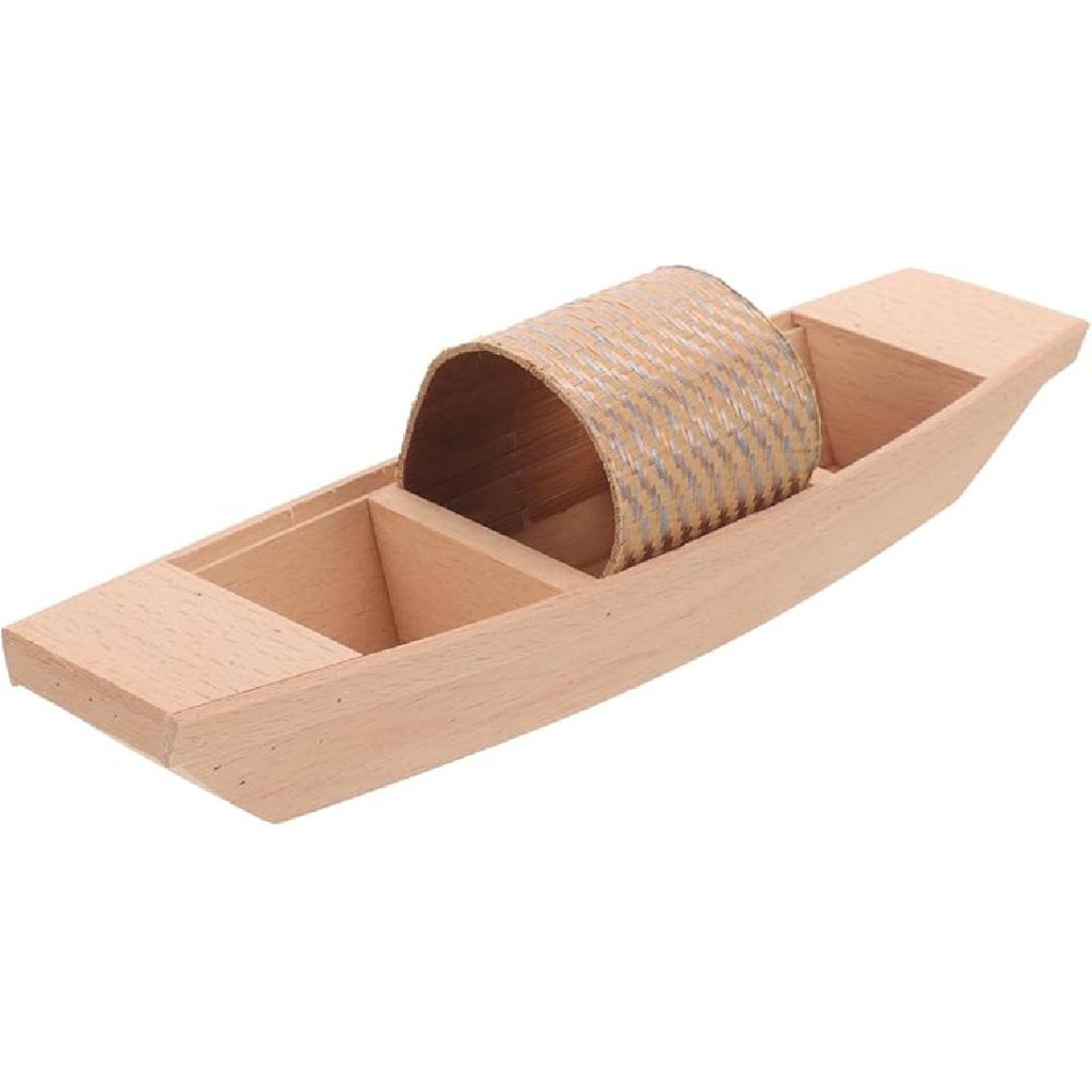 Unfinished Wooden Boat Model Wood Boat Canoe Nautical Fishing Boat Desktop Boat Wood Craft Ocean Landscape Ornament for DIY Project Supply