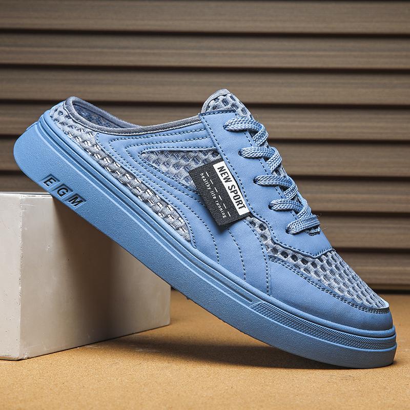 

Сетчатые балетки полуботинки для мужчин мюли с закрытым носком сандалии летние без задника лоферы тапочки мужские шлепанцы полусабо повседневная обувь для доски 39