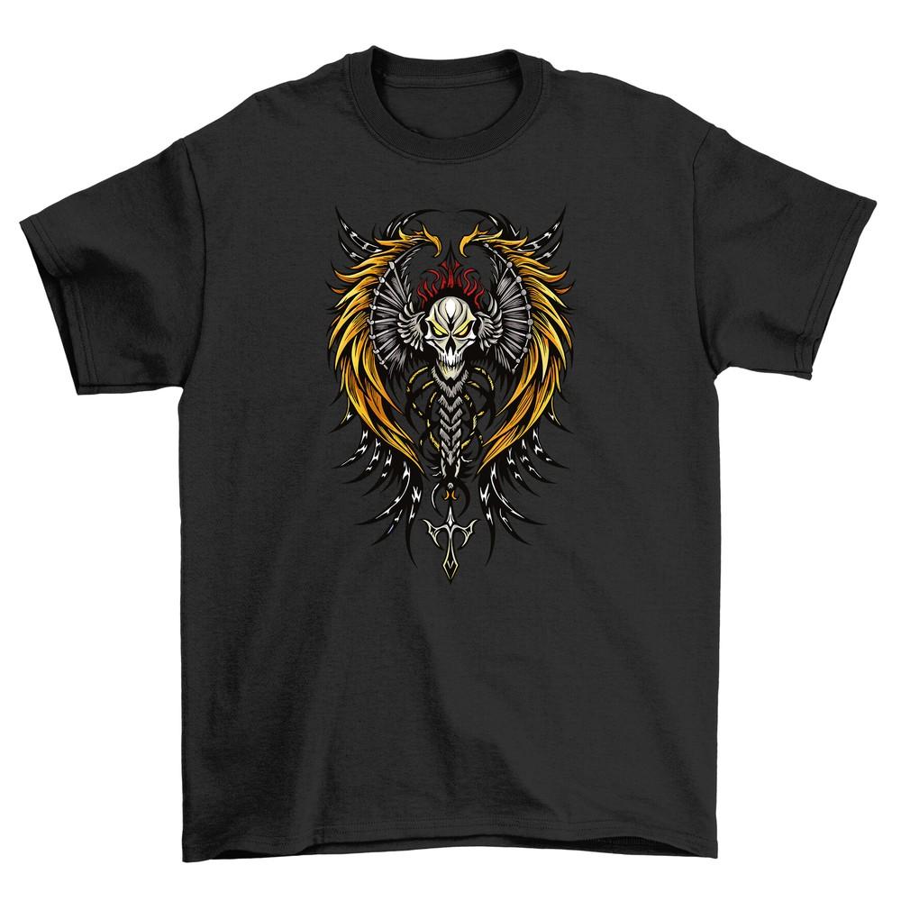 Gothic_13 Skull Wings Tee - Spooky Yet Stylish! 100% Cotton, Funny Unisex Shirt,