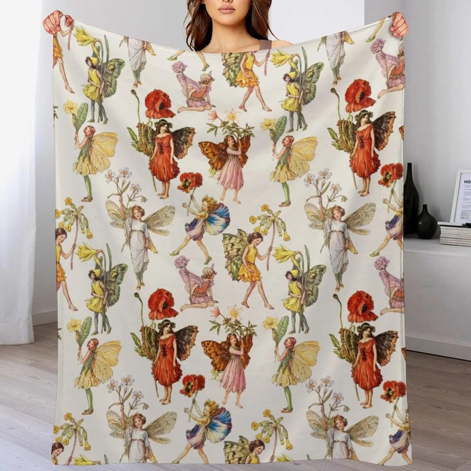 

Victorian Flower Fairies Throw Blanket Anti Shedding Soft Fuzzy Blanket for Home 102x76cm(40x30in)
