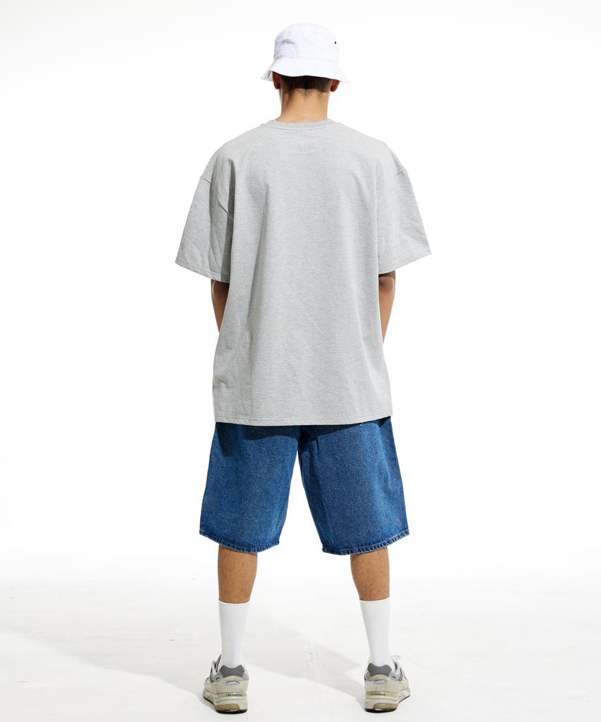 CREAM SODA LAB Basketball Oversized Heavyweight Pocket Short Sleeve Tee Gray Black