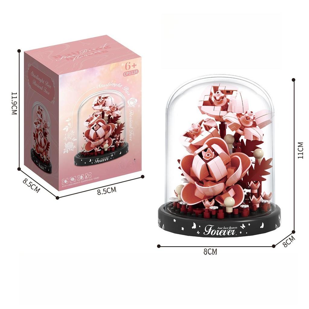 Eternal Flower Bouquet Bonsai Potted Plant Micro Building Blocks Model Home Decoration Puzzle Toys Kids Birthday Christmas Gifts