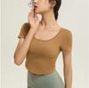 Temperament Naked with chest pad, beautiful back, short-sleeved T-shirt, women's sports running, yoga, dance, fitness tights