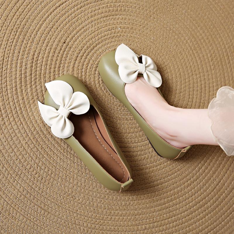 Moccasin Shoes Soft Shallow Mouth Female Footwear Bow-Knot Moccasins Dress Grandma Butterfly New Flat Butterfly-knot Mary Janes