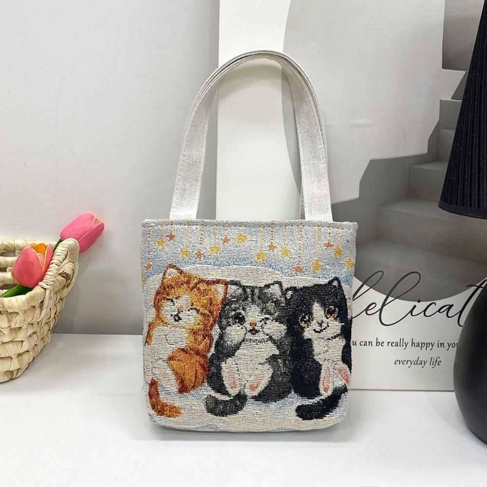 Bird Canvas Tote Bag Butterfly Flower Shoulder Bag Elegant Embroidery Ethnic Style Handbag Outdoor