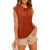 Women's Button-Down Collar Casual Solid Sleeveless T-Shirt Top