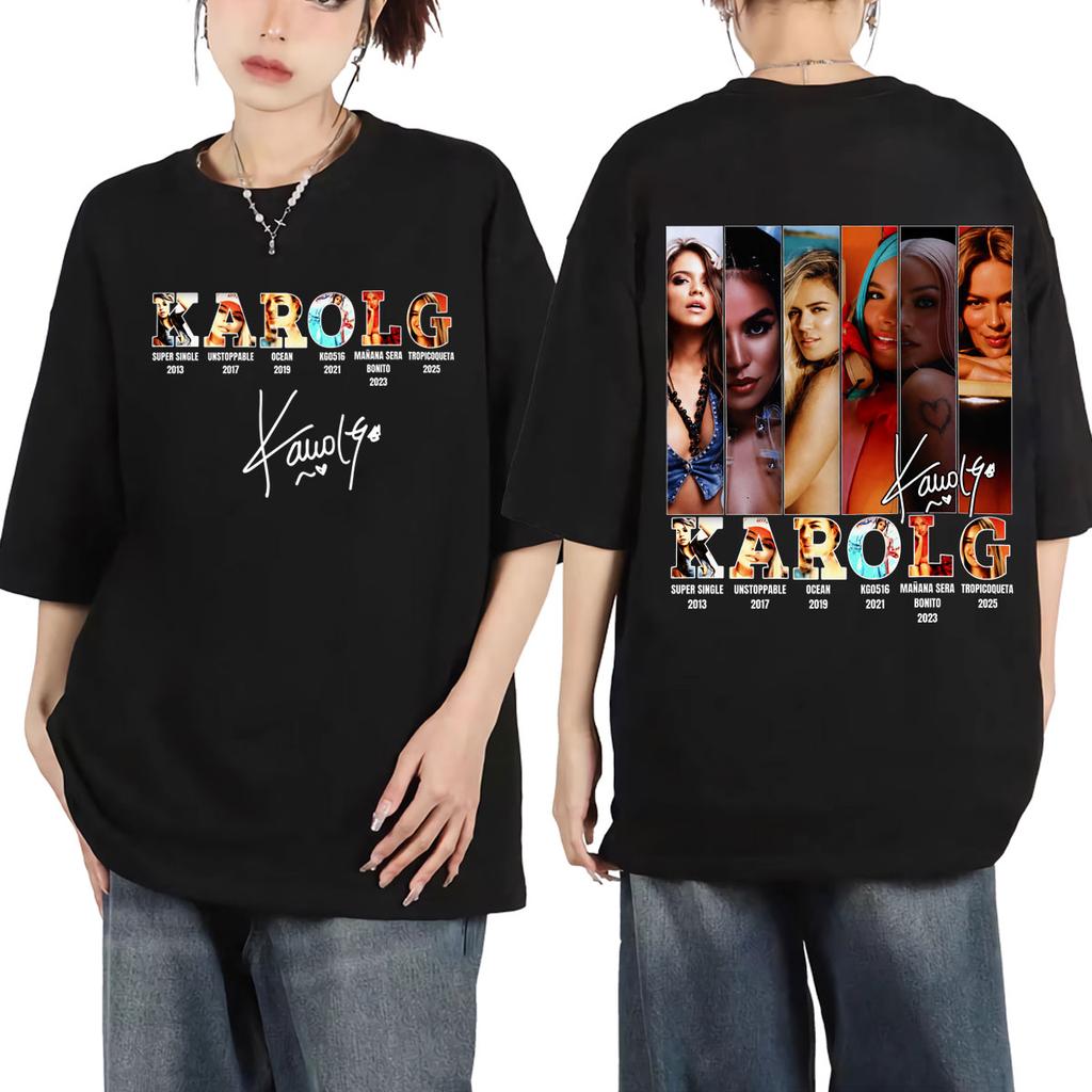 Singer Karol G Album Merch Tshirts Unisex Unisex Clothing Fashion Y2k Aesthetic Tshirt High Quality Cotton Short Sleeve T Shirts