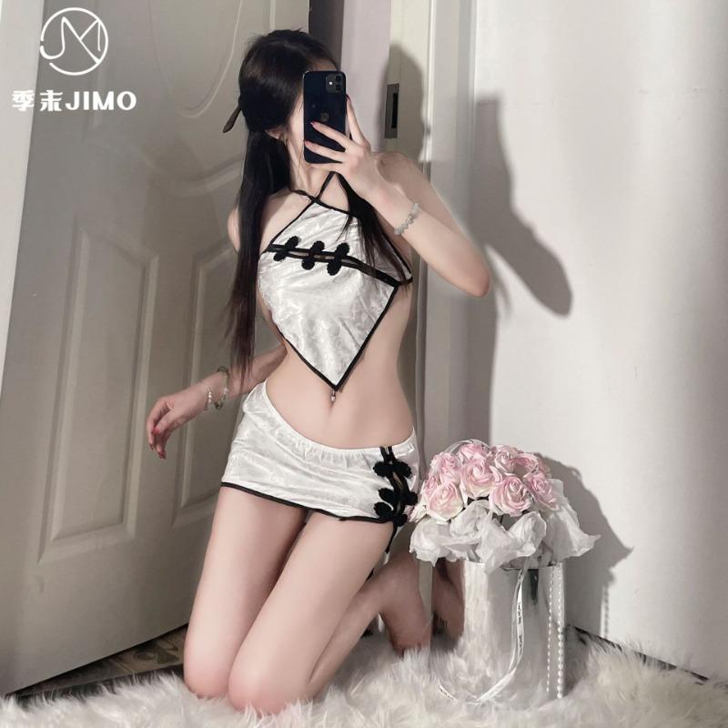 Sex Underwear Sexy Belly Pocket Neck Cheongsam Hot Backless Temptation Retro Buckle Uniform Suit