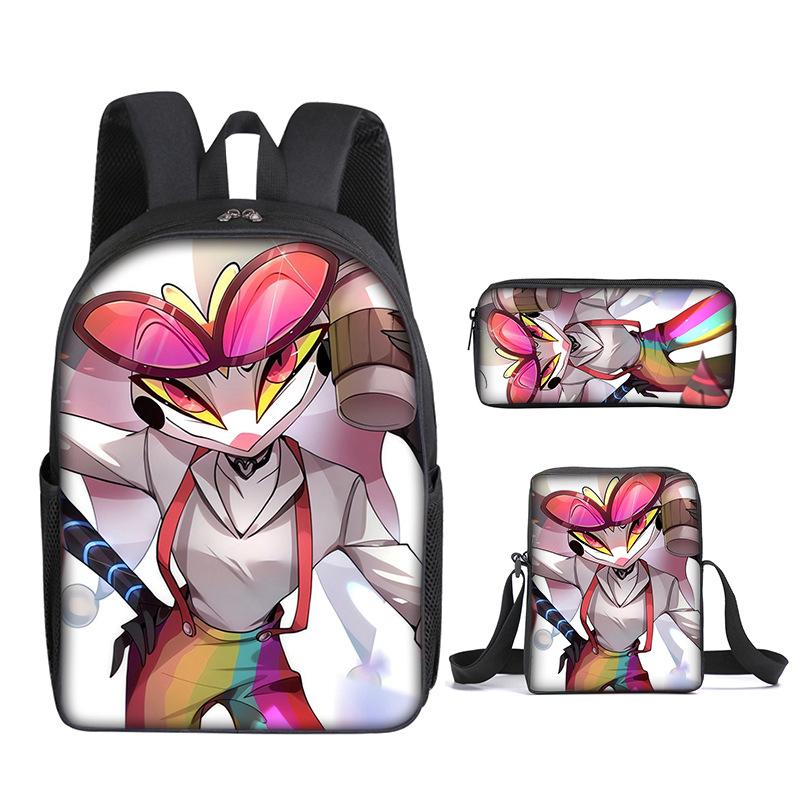 Klassiek Populair Helluva boss 3D Geprint 3 stuks/Set leerling Schooltassen Laptop Dagrugzak Rugzak Schuin geplaatste schoudertas Etui