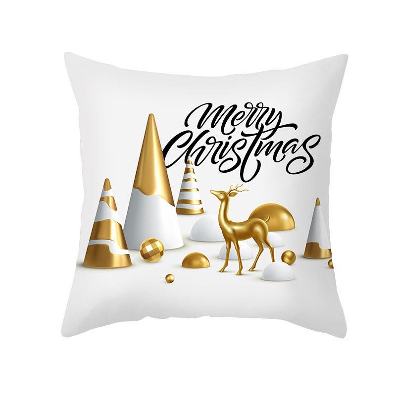 Home Christmas Decoration Pillowcase Merry  Platinum Ball Print  Living Room Sofa Cushion Cover Holiday Gift