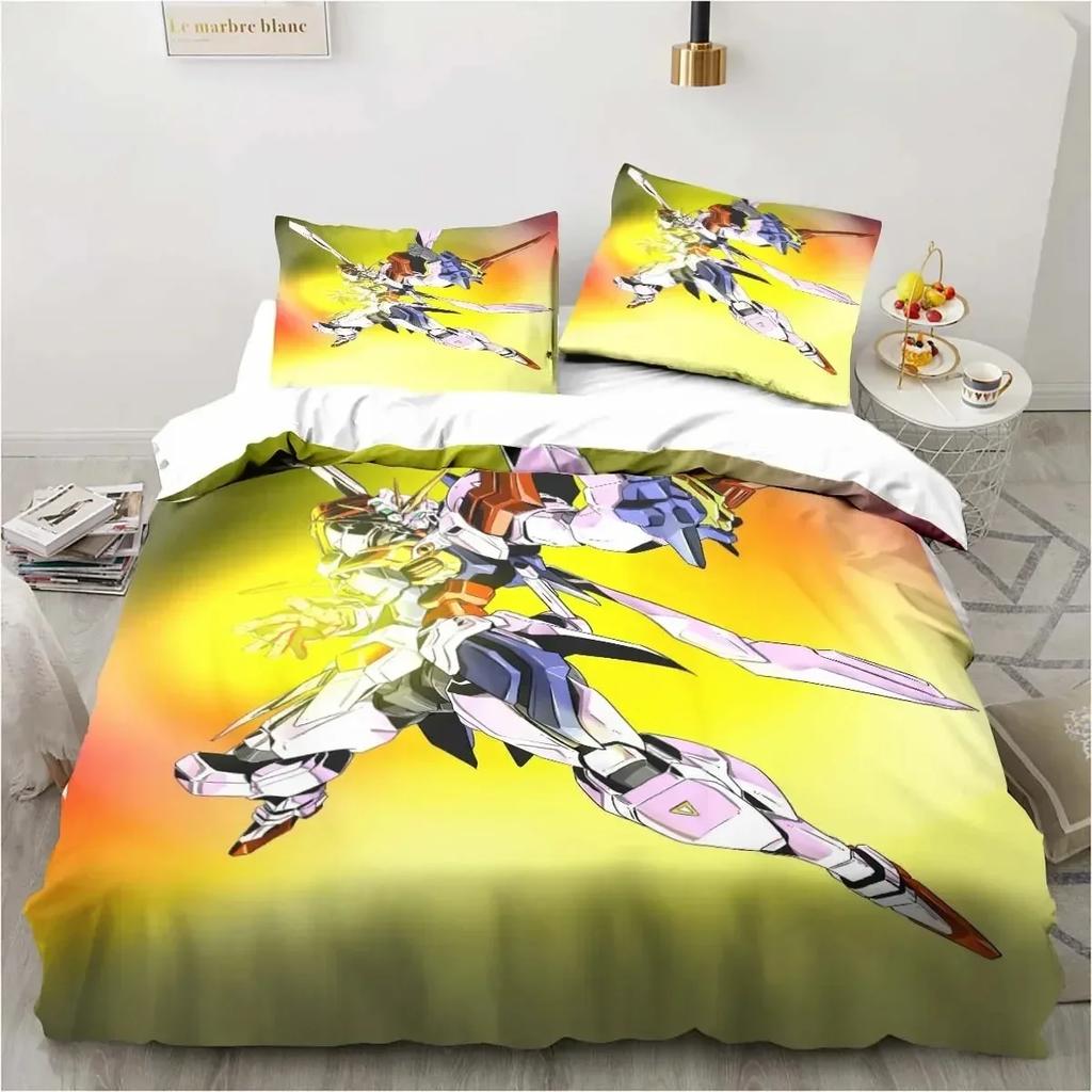 3D Printer Soldier Cartoon Pattern Three-Piece Set Delicate Quilt Cover Pillow Case Housewares Set Beautiful Gift Household