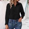 Womens V Neck Shirts Long Sleeve Casual Collared Shirt Loose Blouses Solid Color Tops With Pocket