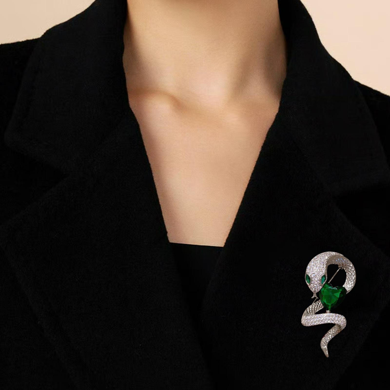 

Значок-брошь в виде змеи, украшение, декоративные стразы, ювелирные изделия, лацкан для шляпы серебряный