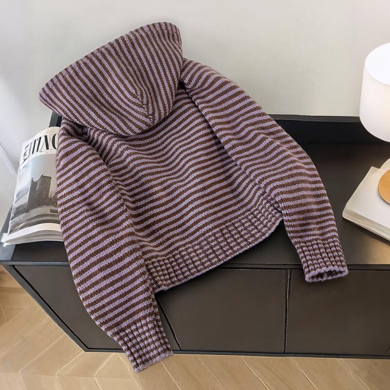 Women's Striped Hooded Long-Sleeve Jacket