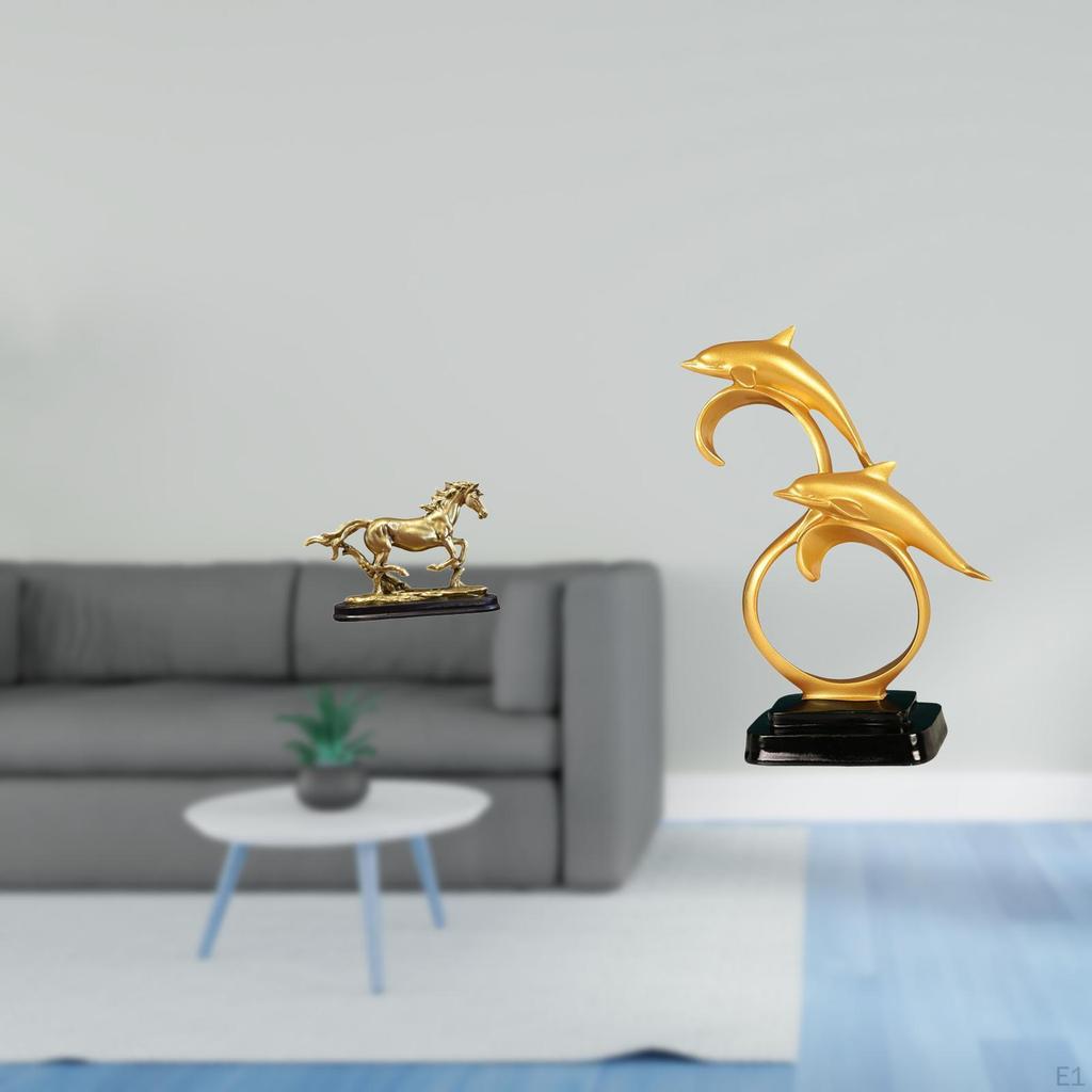 Lifelike Horse Dolphin Collectible Figurine Modern Artwork Statue Ornament for Desk Living Room