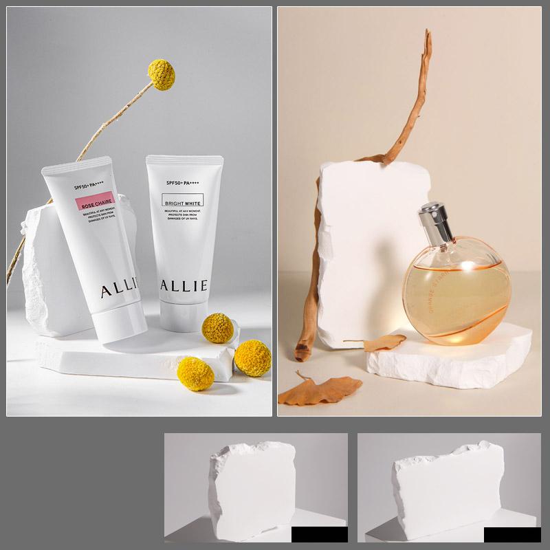 INS white plaster decoration stone ornaments cosmetics photography props jewelry shooting scene layout irregular stones