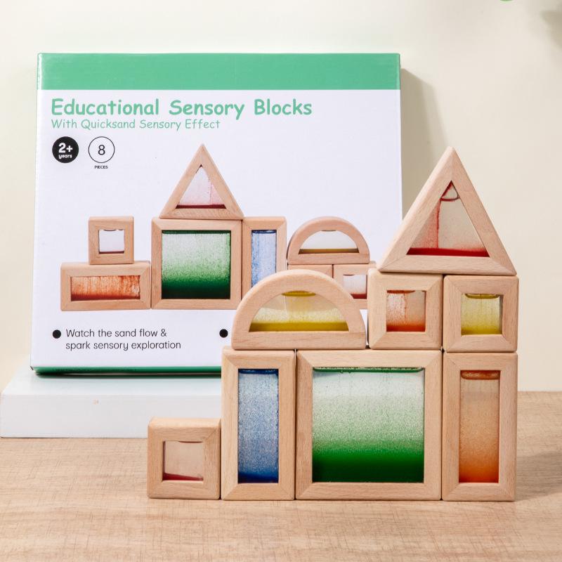 Wooden Flowing Sand Puzzle Blocks: Children's Educational Sensory Toys