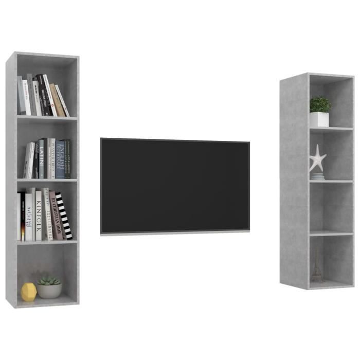 VidaXL Meubles TV muraux 2 pcs Gris béton Aggloméré