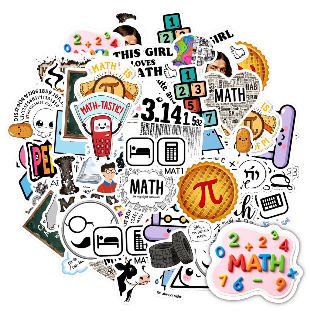 35pcs Educational Mathematics Stickers Cartoon Geometry Teacher Reward Stickers Stationery Stickers For Guitar Laptop Helmet