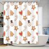 Christmas Shower Curtain, Gingerbread Cookies Pattern Bathroom Decor Set for Holiday Season Home Kitchen Waterproof Fabric with
