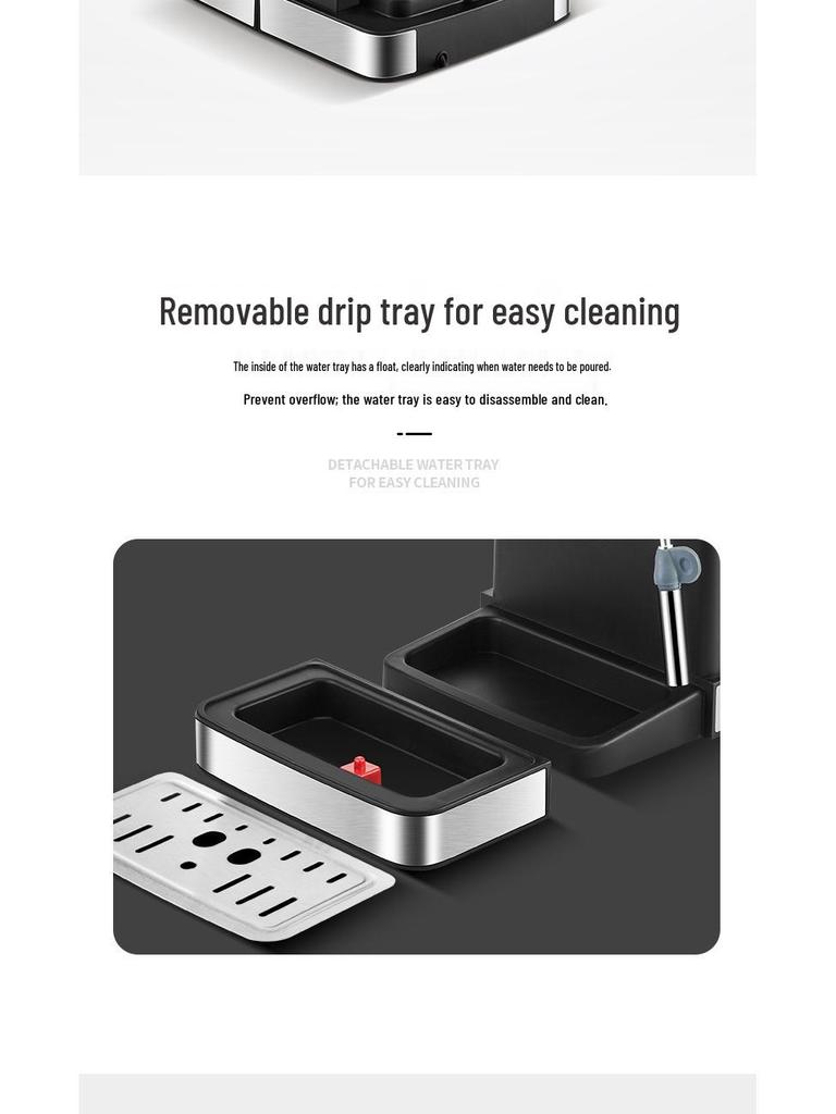 Italian Semi-Automatic Coffee Machine, 20-Bar High-Pressure Steam, Compact for Home or Office, Milk Frother Included