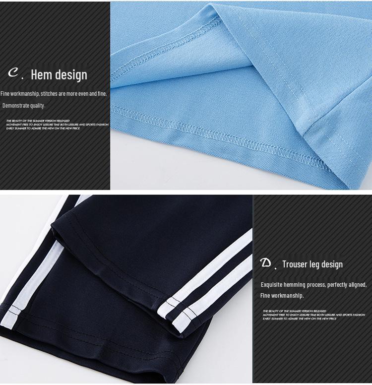 2022 Summer Couple Sports Set: POLO Shirt & Loose Pants for Women, Short Sleeve T-shirt, School Uniform Style