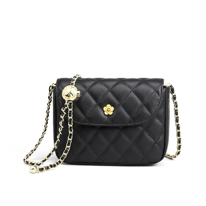 Cowhide Crossbody Chain Bag One Shoulder Versatile Diamond Bag Fashionable Birthday Gift for Wife