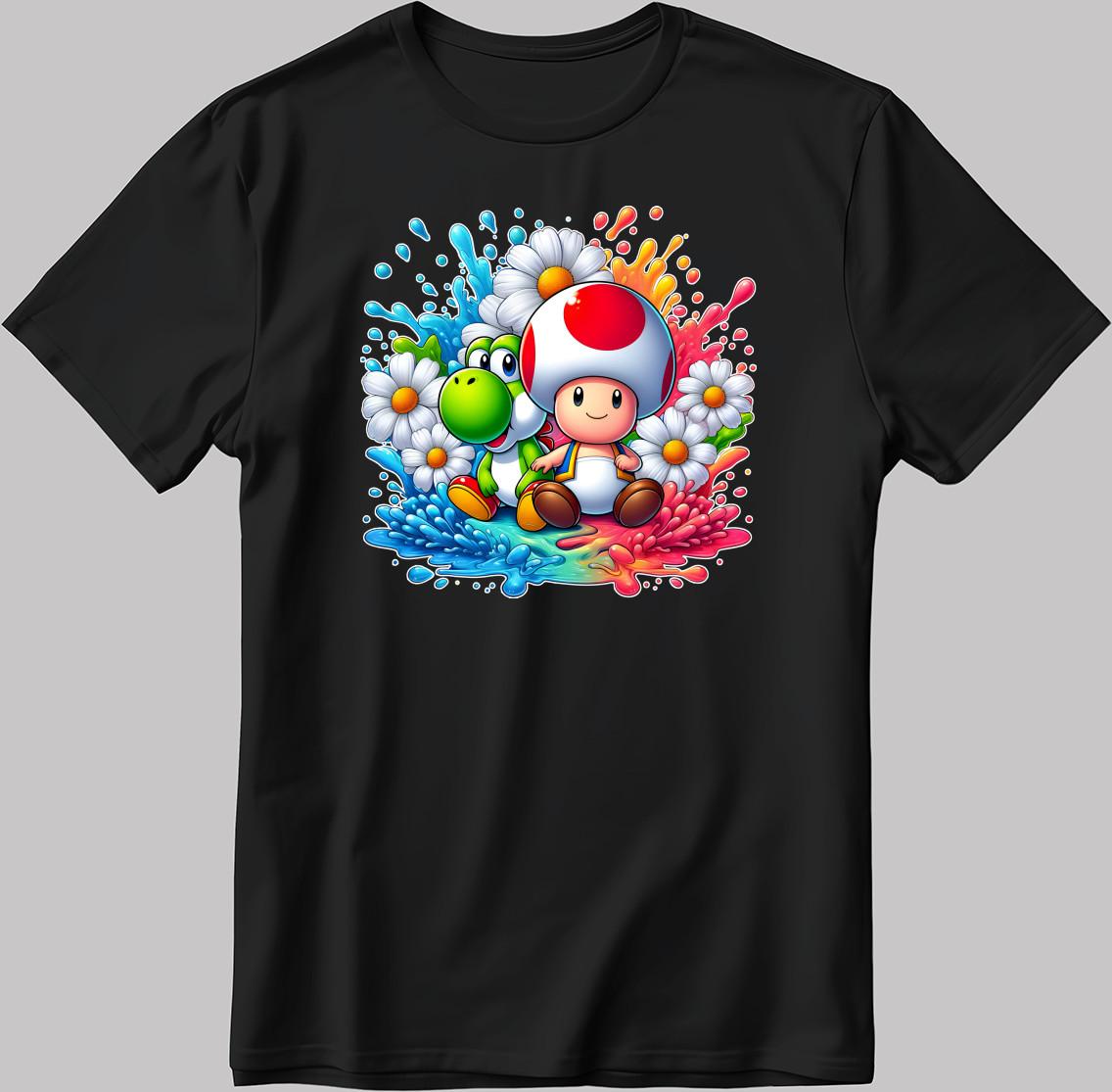 Super Mario Yoshi and Toad White-Black Men/Women T Shirt AB220 4XL
