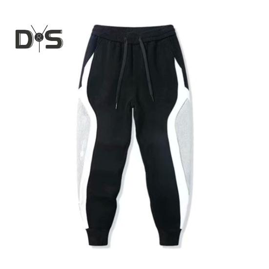 

Большие размеры мужские спортивные брюки контрастного цвета с резинкой на щиколотке, свободные брюки с завязками на резинке и карманом для ежедневных упражнений M чёрный