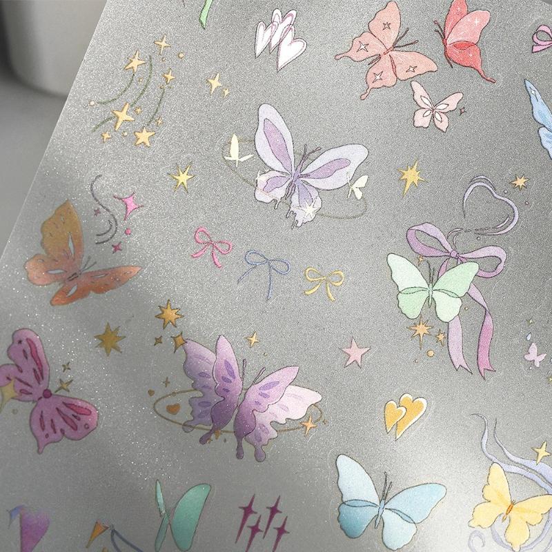 Me Romantic Collector Series PET Flash Sand Gift Stickers Ins Style Flower Butterfly Handbook Stickers Kawai Stationery Lovely