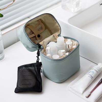 Cylinder Cosmetic Bag with Inner Pocket Portable Waterproof Travel Organize Makeup Pouch