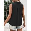 Women Lapel Collar Sleeveless Single Breasted Button Down Solid Loose Casual Chiffon Vest Blouse