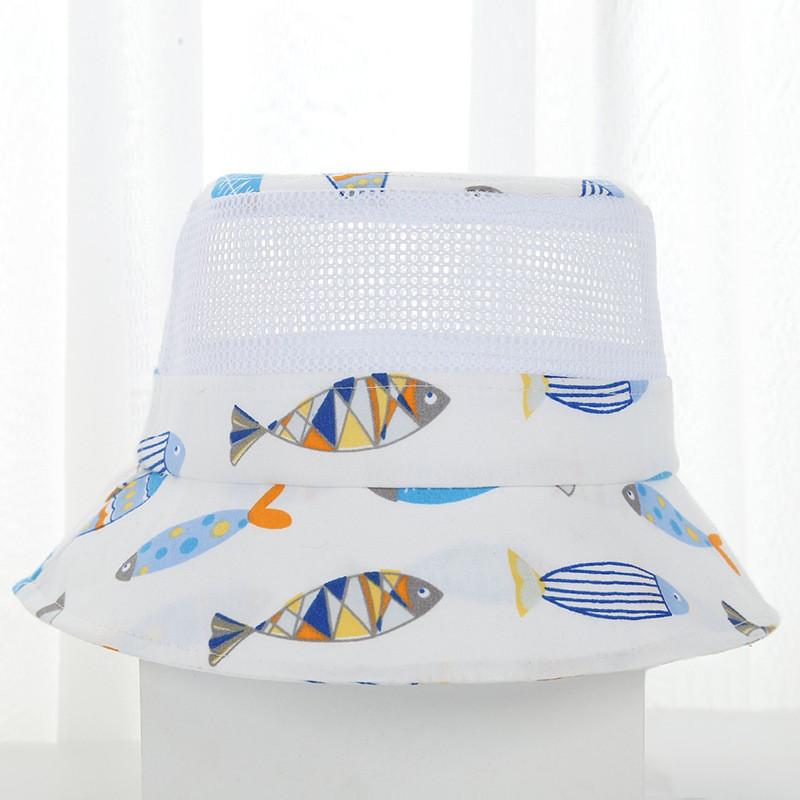 Kids Cartoon Fish Mesh Sun Hat With Breathable Cotton For Summer Outdoor Play