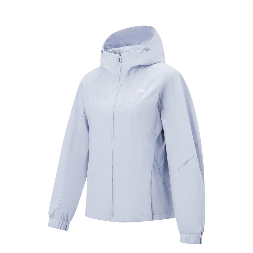 Li-Ning Water-Resistant Solid Color Hooded Sports Jacket Women jackets AFDVB74-5