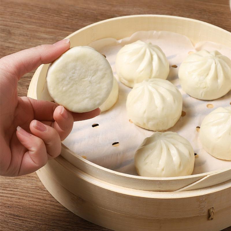 100Pcs Bamboo Steamer Papers Non-Stick Steamer Mat Oil Paper Air Fryer Paper Waterproof Reusable Steamer Liners Baking Utensils