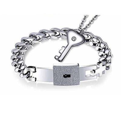 Couple's Titanium Steel Engravable Key & Star Bracelets