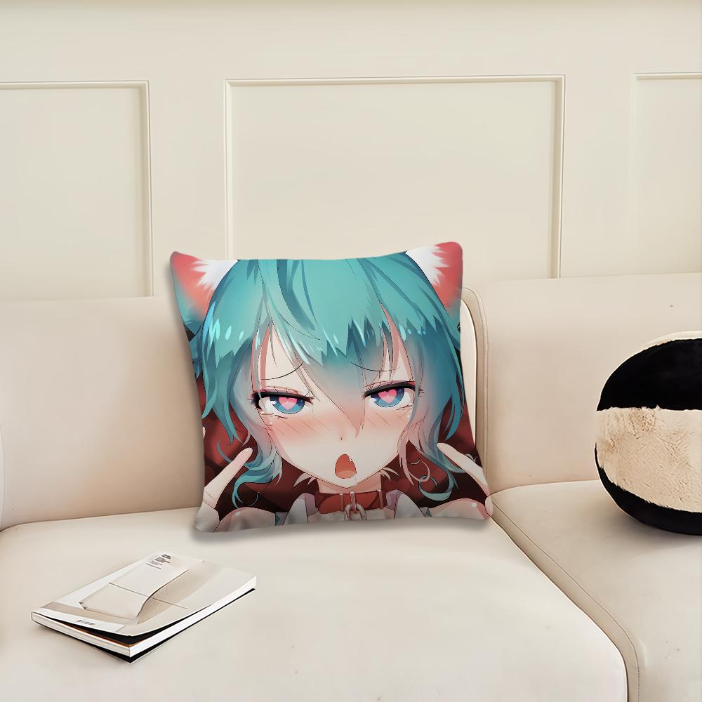 Anime virtual Idol H-Hatsune Girl M-Miku cushion cover Living Room Headboard Office Bedroom Cushion Sofa Nap Time Pillow Case