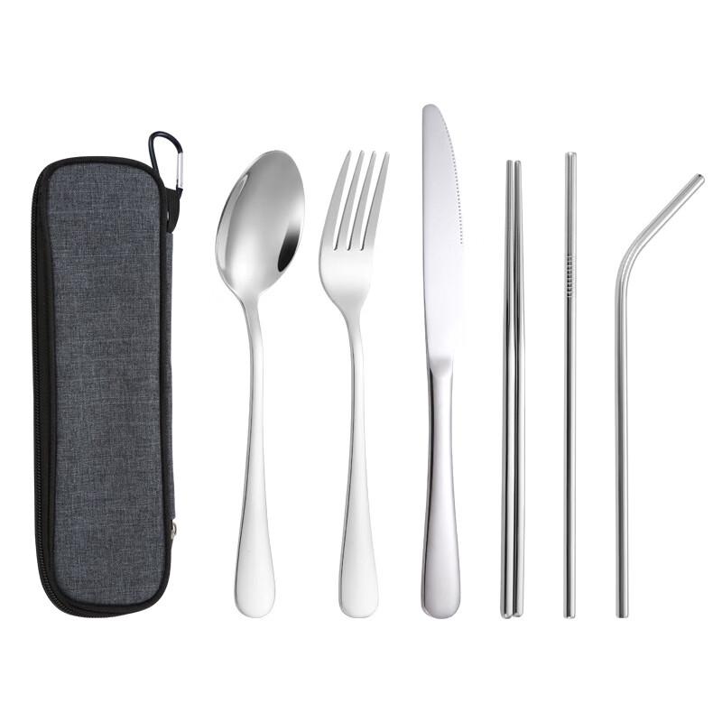 ZISIZ Tragbares 8-teiliges Outdoor-Reisebesteck-Set