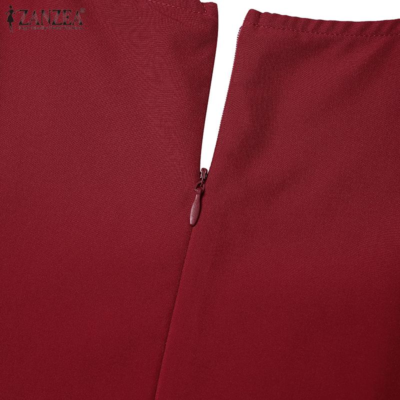 ZANZEA Women Casual Square Neck Sleeveless Ruffles Long Dress